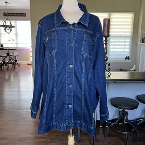 On the Plus Side Denim Jacket Plus Size 4X Soft Smooth Stretch Long Length
